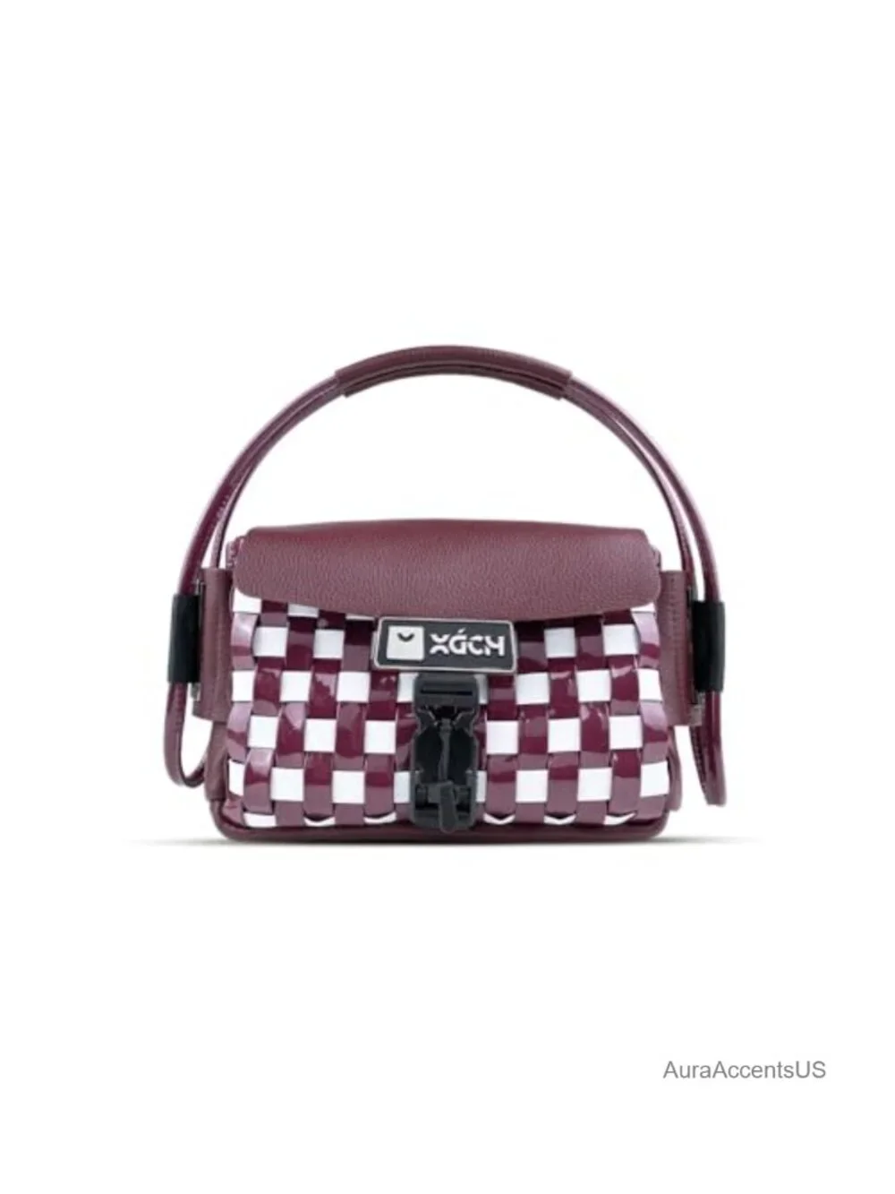Handmade Real Goat Leather Woven Hobo Bag with Shoulder Strap, Magnetic Buckle